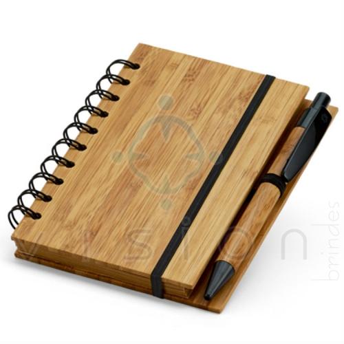 Caderno Ecológico Bambu com Caneta 14,8 x 10,5 cm 