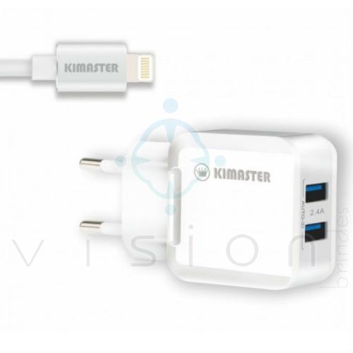 Kit Carregador com 2 USB + Cabo Lightning 2.4A