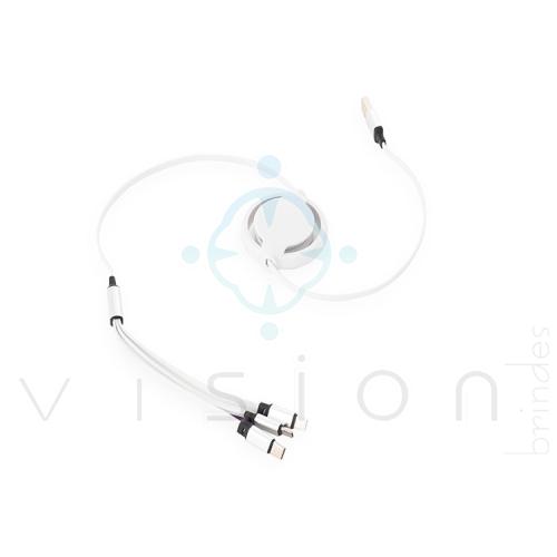 Cabo USB Retrátil 3 em 1