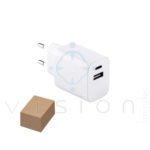 Carregador USB-C e USB-A em ABS Reciclado
